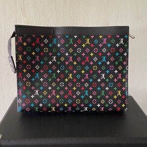 Black Multicolor Monogram Pouch